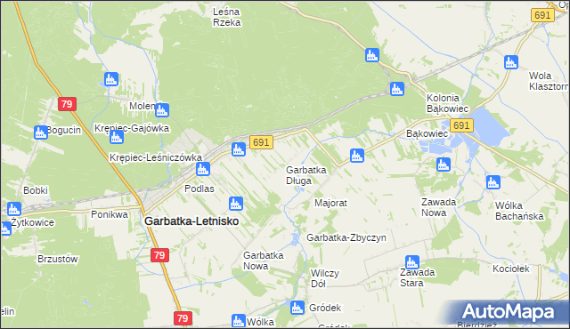 mapa Garbatka Długa, Garbatka Długa na mapie Targeo