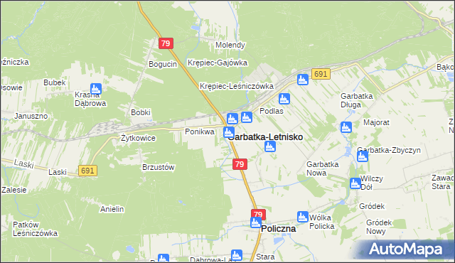 mapa Garbatka-Letnisko, Garbatka-Letnisko na mapie Targeo