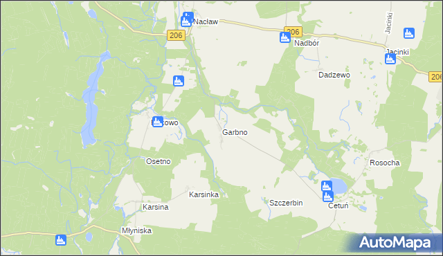 mapa Garbno gmina Polanów, Garbno gmina Polanów na mapie Targeo