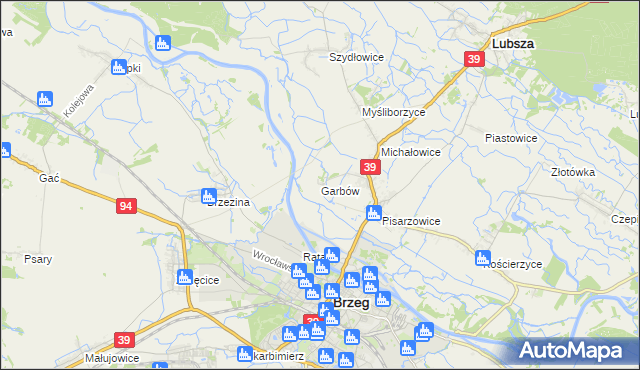 mapa Garbów gmina Lubsza, Garbów gmina Lubsza na mapie Targeo