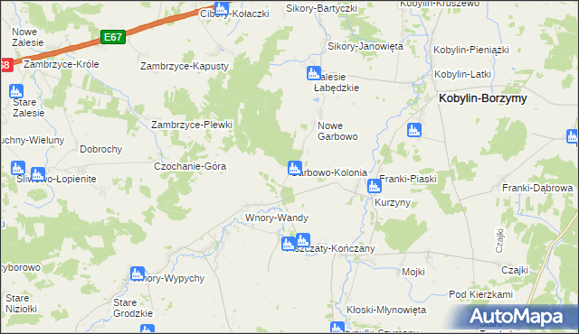 mapa Garbowo-Kolonia, Garbowo-Kolonia na mapie Targeo