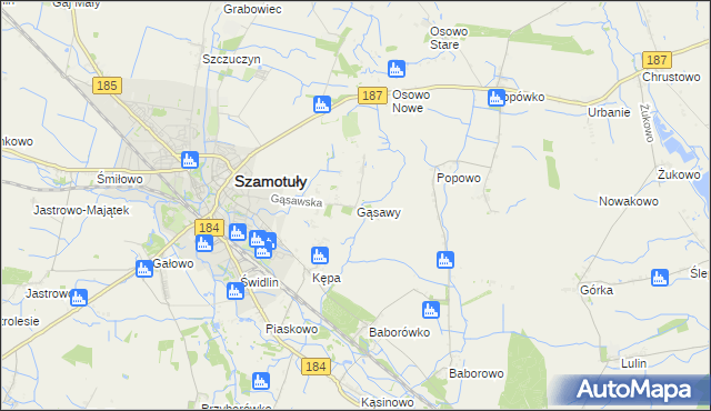 mapa Gąsawy, Gąsawy na mapie Targeo