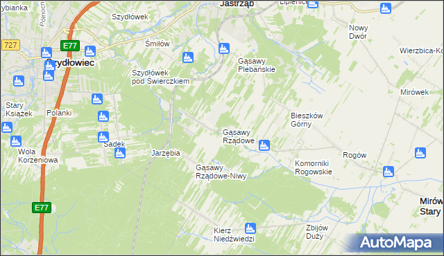 mapa Gąsawy Rządowe, Gąsawy Rządowe na mapie Targeo