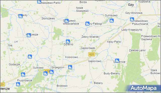 mapa Gąsiorówek, Gąsiorówek na mapie Targeo