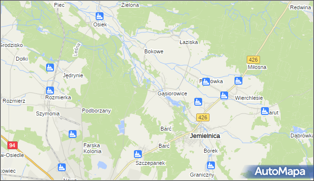 mapa Gąsiorowice, Gąsiorowice na mapie Targeo