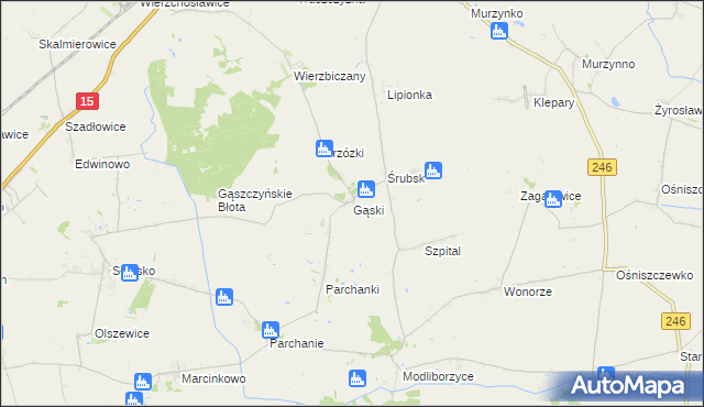 mapa Gąski gmina Gniewkowo, Gąski gmina Gniewkowo na mapie Targeo
