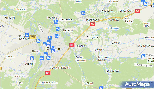 mapa Gaśno, Gaśno na mapie Targeo