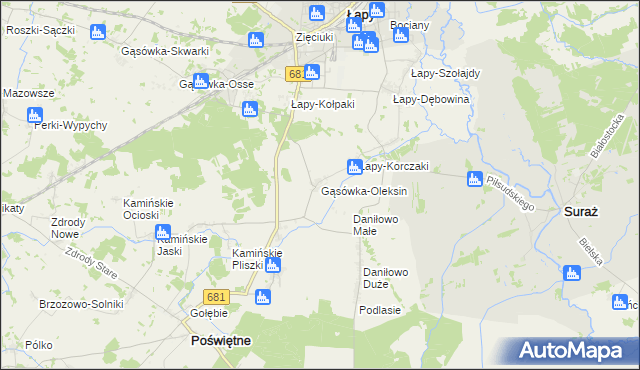 mapa Gąsówka-Oleksin, Gąsówka-Oleksin na mapie Targeo