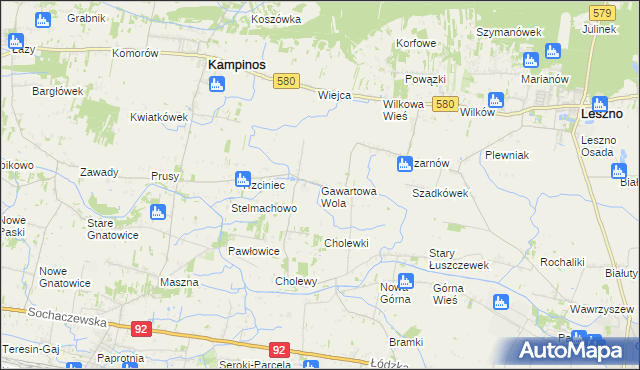 mapa Gawartowa Wola, Gawartowa Wola na mapie Targeo