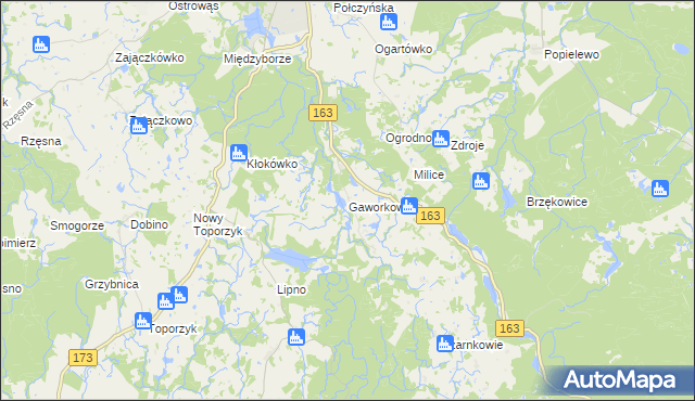 mapa Gaworkowo, Gaworkowo na mapie Targeo