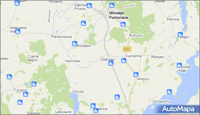 mapa Gdakowo, Gdakowo na mapie Targeo