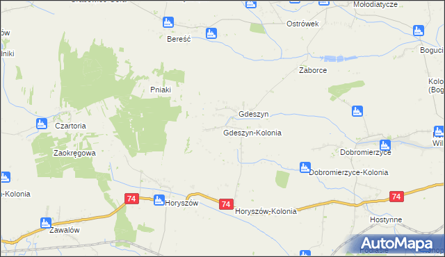 mapa Gdeszyn-Kolonia, Gdeszyn-Kolonia na mapie Targeo