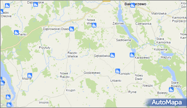 mapa Gębalówka gmina Bakałarzewo, Gębalówka gmina Bakałarzewo na mapie Targeo