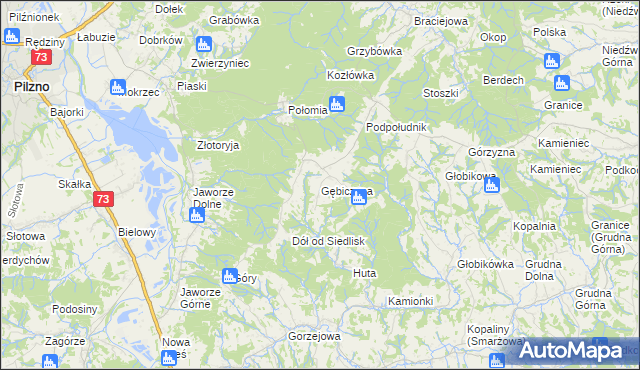 mapa Gębiczyna, Gębiczyna na mapie Targeo