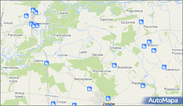 mapa Gęczew, Gęczew na mapie Targeo