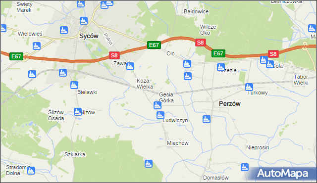 mapa Gęsia Górka, Gęsia Górka na mapie Targeo