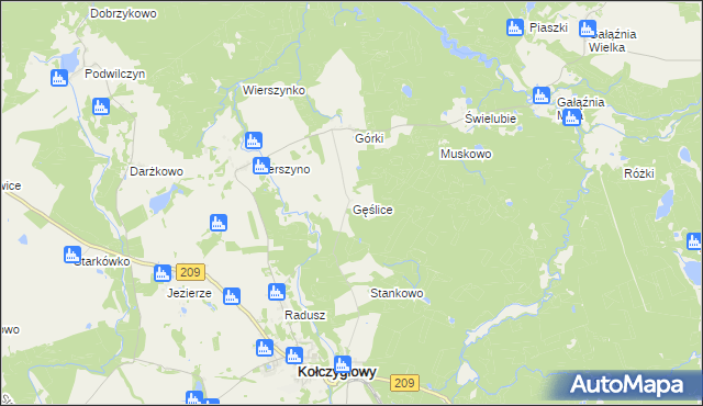 mapa Gęślice, Gęślice na mapie Targeo