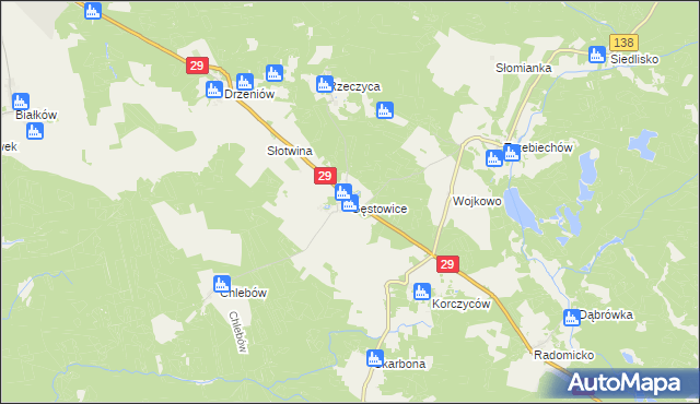 mapa Gęstowice, Gęstowice na mapie Targeo