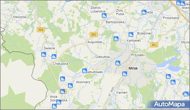 mapa Giebułtów gmina Mirsk, Giebułtów gmina Mirsk na mapie Targeo