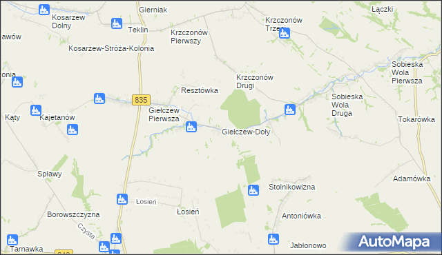 mapa Giełczew-Doły, Giełczew-Doły na mapie Targeo
