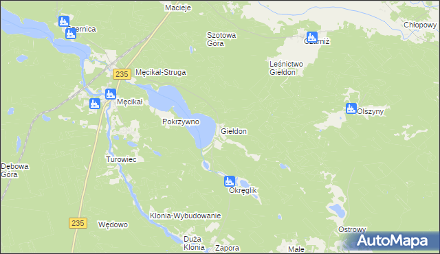 mapa Giełdon, Giełdon na mapie Targeo