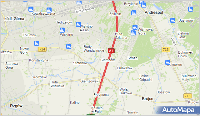 mapa Giemzów, Giemzów na mapie Targeo