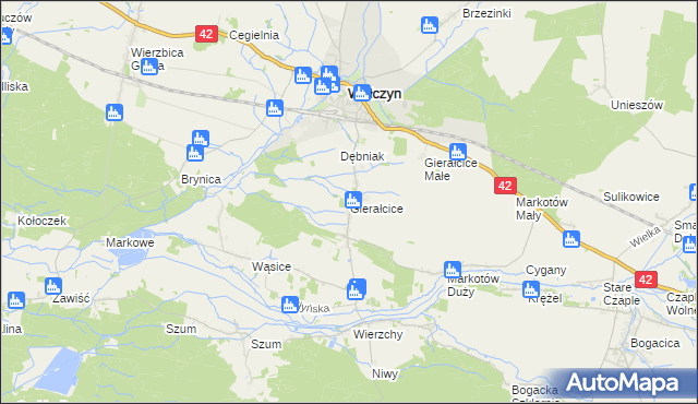 mapa Gierałcice gmina Wołczyn, Gierałcice gmina Wołczyn na mapie Targeo