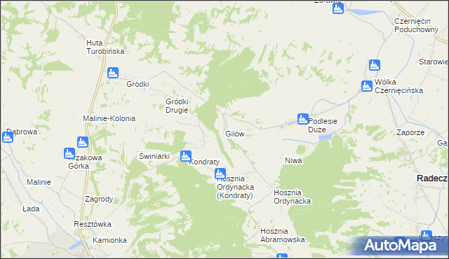 mapa Gilów gmina Goraj, Gilów gmina Goraj na mapie Targeo