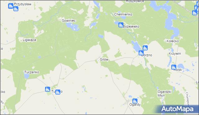 mapa Gilów gmina Strzelce Krajeńskie, Gilów gmina Strzelce Krajeńskie na mapie Targeo
