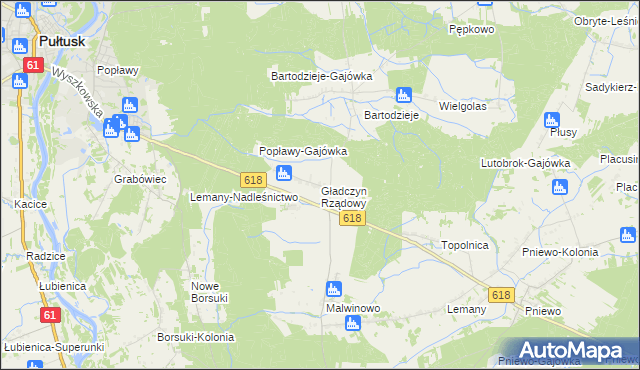 mapa Gładczyn Rządowy, Gładczyn Rządowy na mapie Targeo