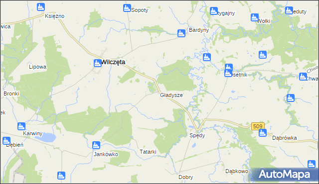 mapa Gładysze, Gładysze na mapie Targeo