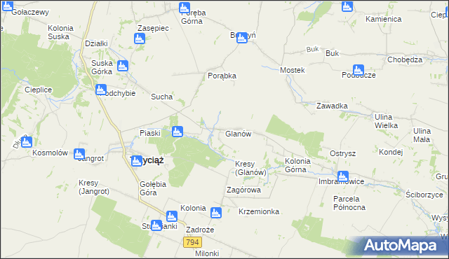 mapa Glanów, Glanów na mapie Targeo