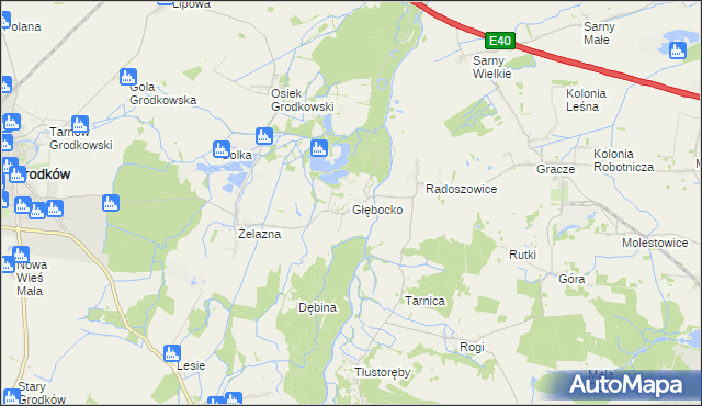 mapa Głębocko gmina Grodków, Głębocko gmina Grodków na mapie Targeo