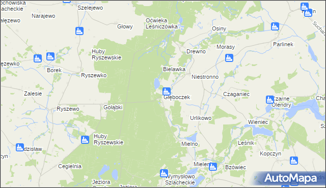 mapa Głęboczek gmina Mogilno, Głęboczek gmina Mogilno na mapie Targeo