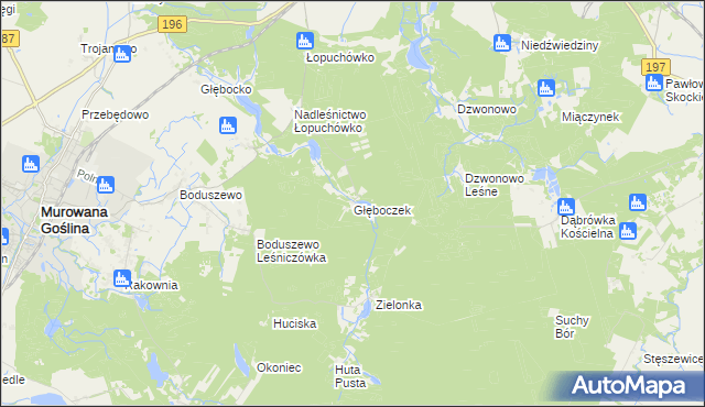 mapa Głęboczek gmina Murowana Goślina, Głęboczek gmina Murowana Goślina na mapie Targeo