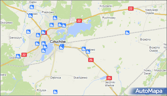 mapa Ględowo, Ględowo na mapie Targeo