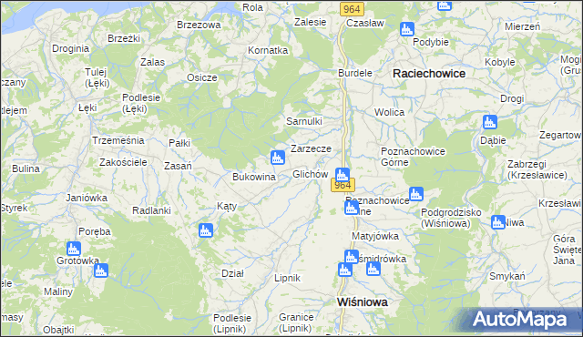 mapa Glichów, Glichów na mapie Targeo