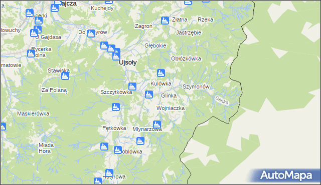 mapa Glinka gmina Ujsoły, Glinka gmina Ujsoły na mapie Targeo