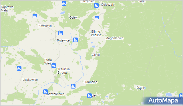 mapa Glinki gmina Rojewo, Glinki gmina Rojewo na mapie Targeo