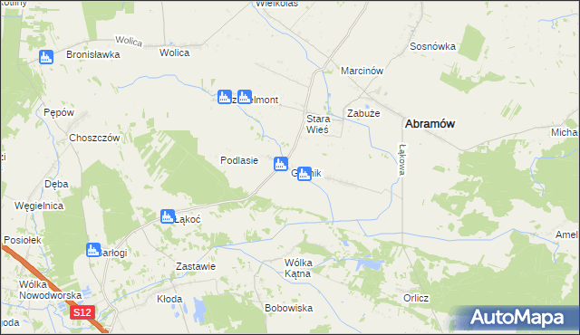 mapa Glinnik gmina Abramów, Glinnik gmina Abramów na mapie Targeo