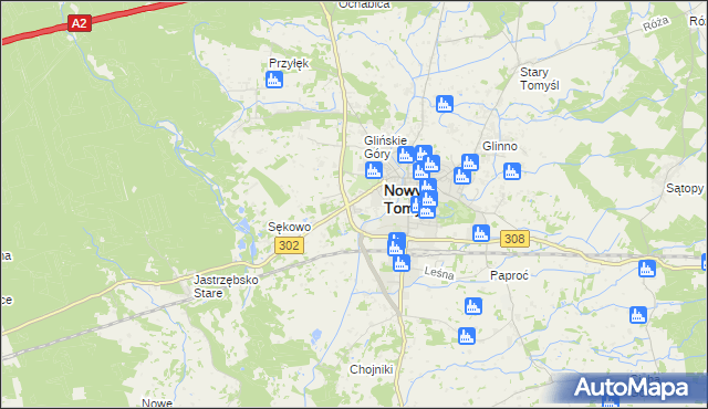 mapa Glinno gmina Nowy Tomyśl, Glinno gmina Nowy Tomyśl na mapie Targeo