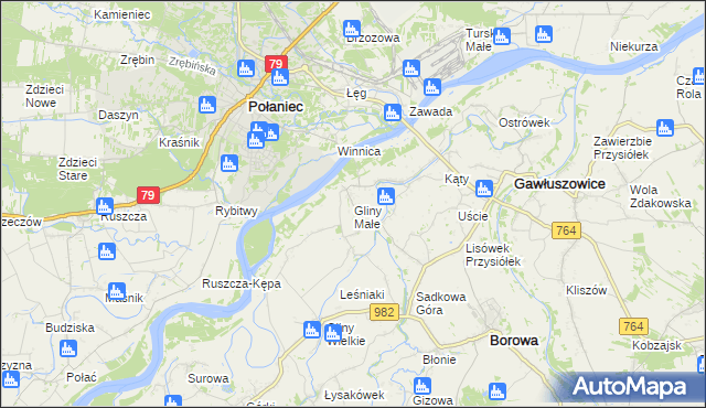 mapa Gliny Małe, Gliny Małe na mapie Targeo