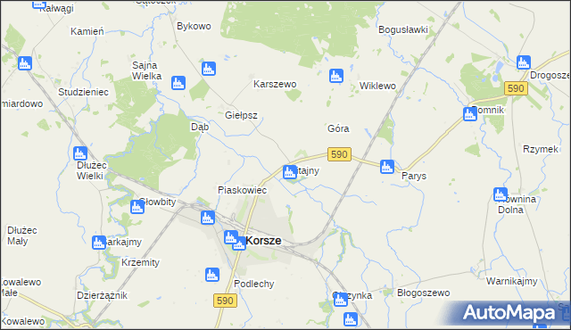 mapa Glitajny gmina Korsze, Glitajny gmina Korsze na mapie Targeo