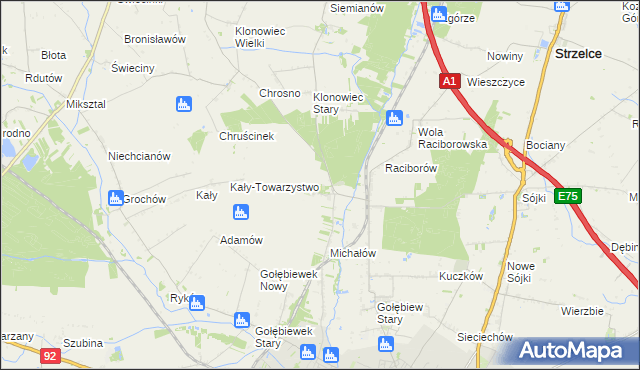 mapa Głogowiec gmina Kutno, Głogowiec gmina Kutno na mapie Targeo