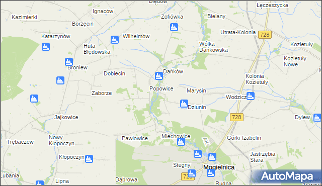 mapa Główczyn gmina Mogielnica, Główczyn gmina Mogielnica na mapie Targeo