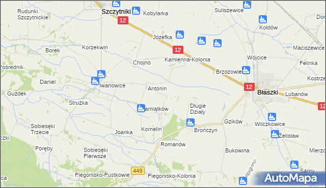 mapa Główczyn gmina Szczytniki, Główczyn gmina Szczytniki na mapie Targeo