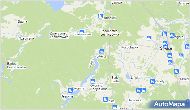 mapa Główka gmina Śliwice, Główka gmina Śliwice na mapie Targeo