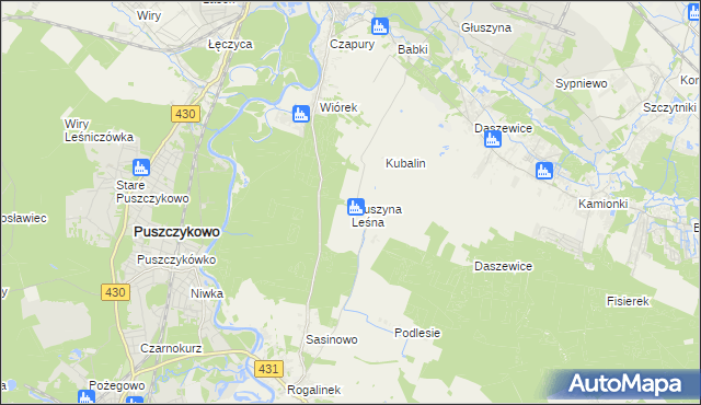 mapa Głuszyna Leśna, Głuszyna Leśna na mapie Targeo