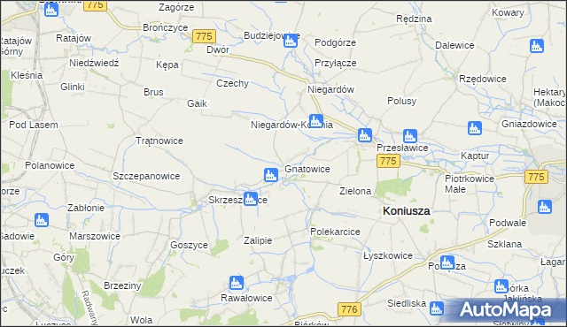 mapa Gnatowice, Gnatowice na mapie Targeo