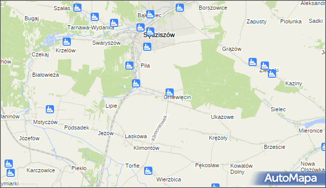 mapa Gniewięcin, Gniewięcin na mapie Targeo